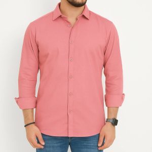 100% Oxford Cotton Shirt - Baby Pink Color