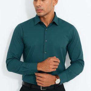 Green Spandex Glossy Fabrics Shirt