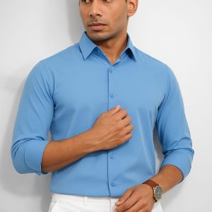 Sky Spandex Glossy Fabrics Shirt